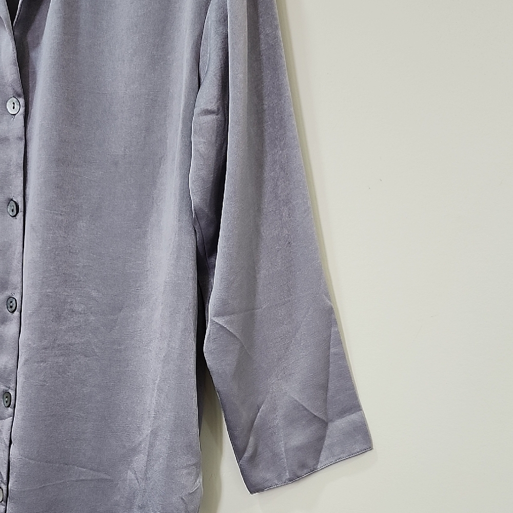 Chic Women's Gray Long Sleeve Blouse - Picture 4 of 11